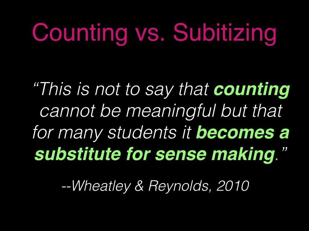 The power of subitizing....more powerful than counting?????  therecoveringtraditionalist.com/subitizing/ #elemmathchat