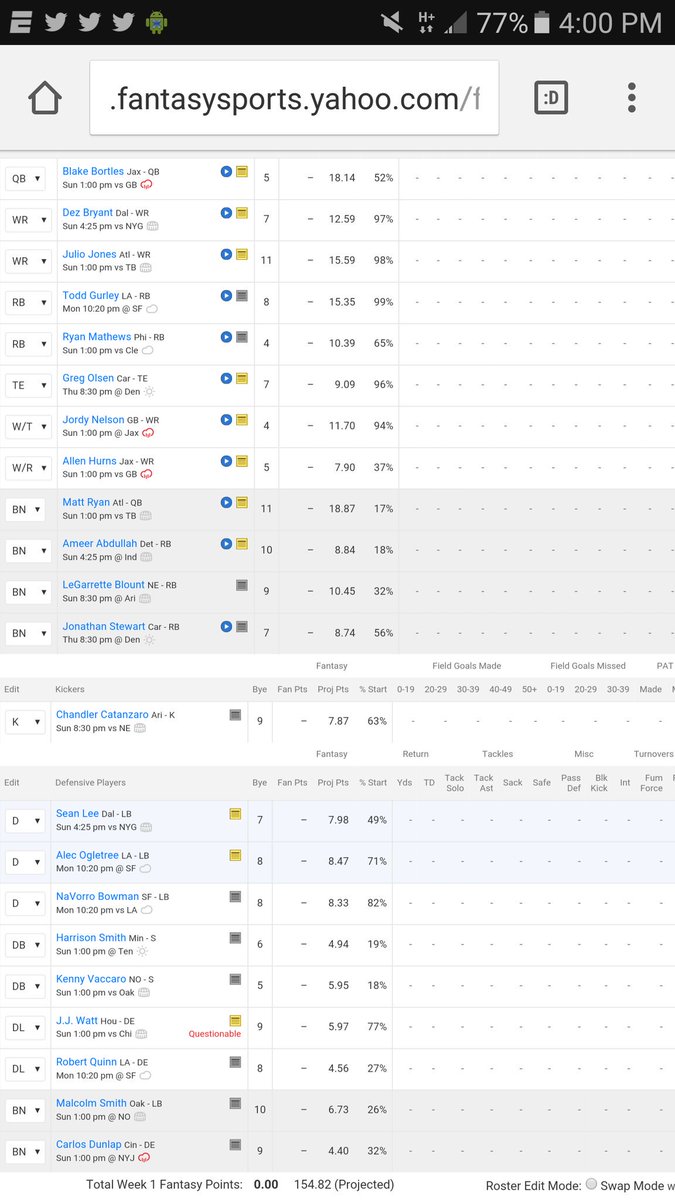 popcornmatrix's tweet photo. After 3 trades already my #FantasyFootball team is ready to go #FantasyGreatness https://t.co/ekC8Kc2XLp