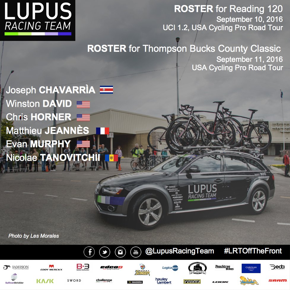 <a href="/LupusRacingTeam/">Lupus Racing Team</a> Roster for  <a href="/reading120/">Reading120 Bike Race</a> &amp; <a href="/BucksCoClassic/">Thompson Bucks County Classic</a> #LRTOffTheFront
