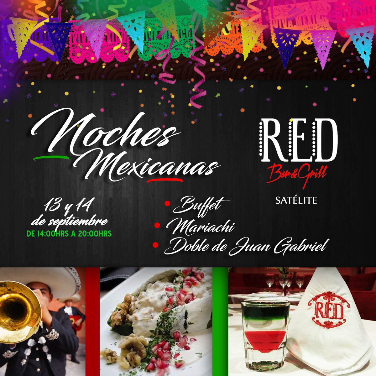 RedBarGrill's tweet photo. Vive nuestras noches mexicanas en #RedBarSatélite tenemos para ti buffet, mariachis y el doble de #JuanGabriel https://t.co/RfZ7h0V6HR