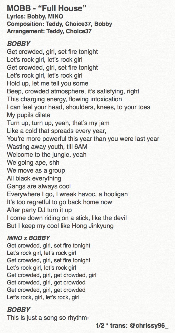 Lyrics Trans Mino Bobby Mobb Full House Text T Co I53mcark7t T Co 11hn770klg