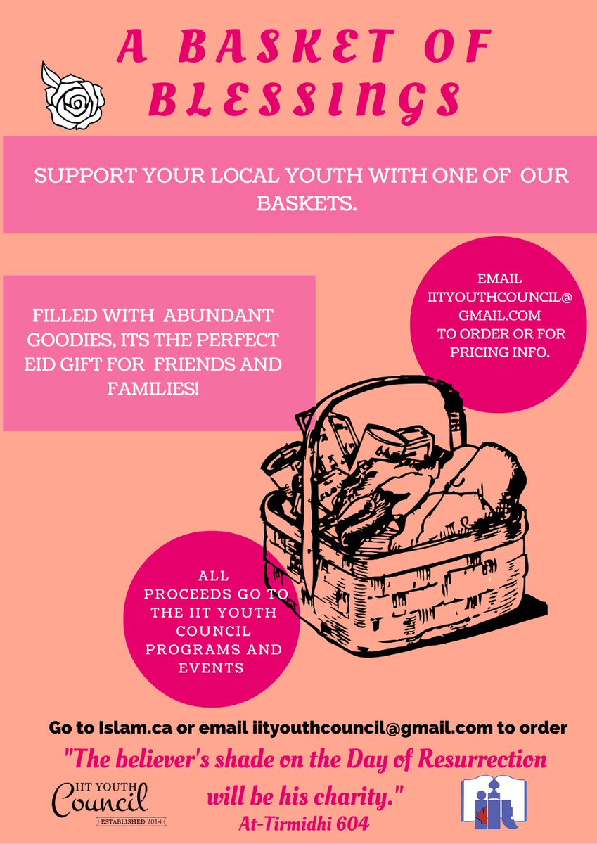 IITYouthCouncil's tweet photo. IIT Youth Council will be selling gourmet gift baskets from $25 to $65 on Eid day! See poster for more details. https://t.co/3KJA4oqGLi