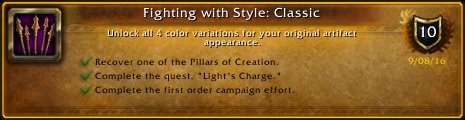 HunterKortinas's tweet photo. I just earned the [Fighting with Style: Classic] #Achievement! #Warcraft #pillarsofcreation #light #velen #capaign https://t.co/Oyye6W02sr
