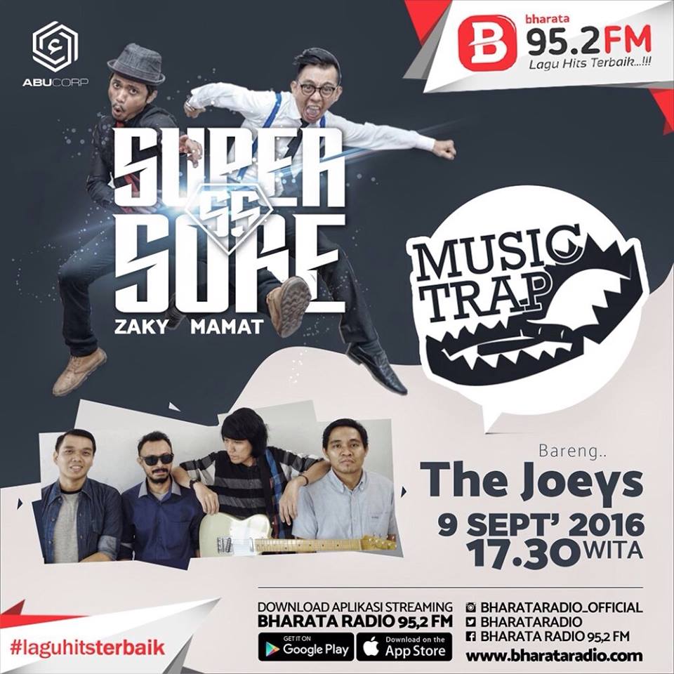 Bareng MAKI' <a href="/MamatBakrie/">Andi Muhammad Rahmat</a> @mangzaky #SuperSore bakal nantang <a href="/thejoeysband/">The joeys Makassar</a> di #MUSICTRAP buat lagu. Stay tune yah..