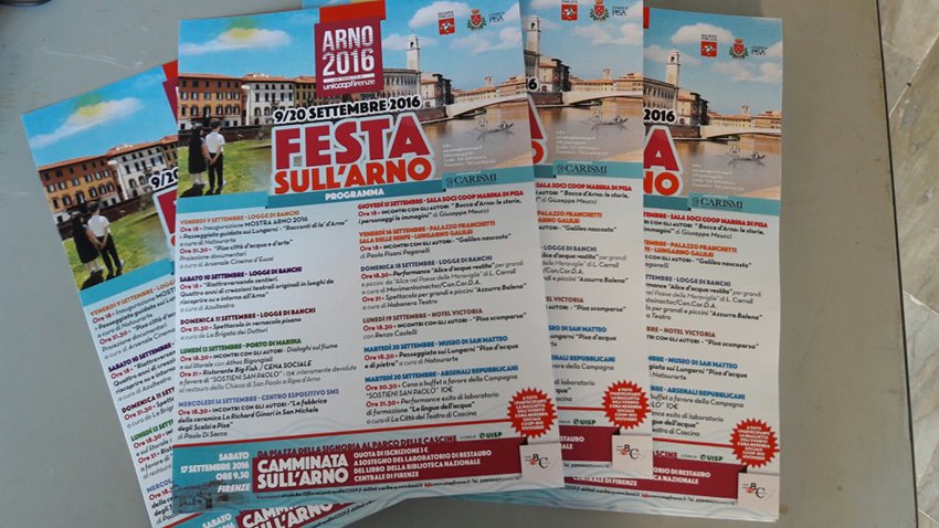 informatorecoop's tweet photo. Dal 9 al 20/9 #Pisa festeggia #Arno #mostra #Arno2016 #teatro #libri #performance #SanPaolo https://t.co/fhCmDOlW4O https://t.co/gt5nh9Dpwt