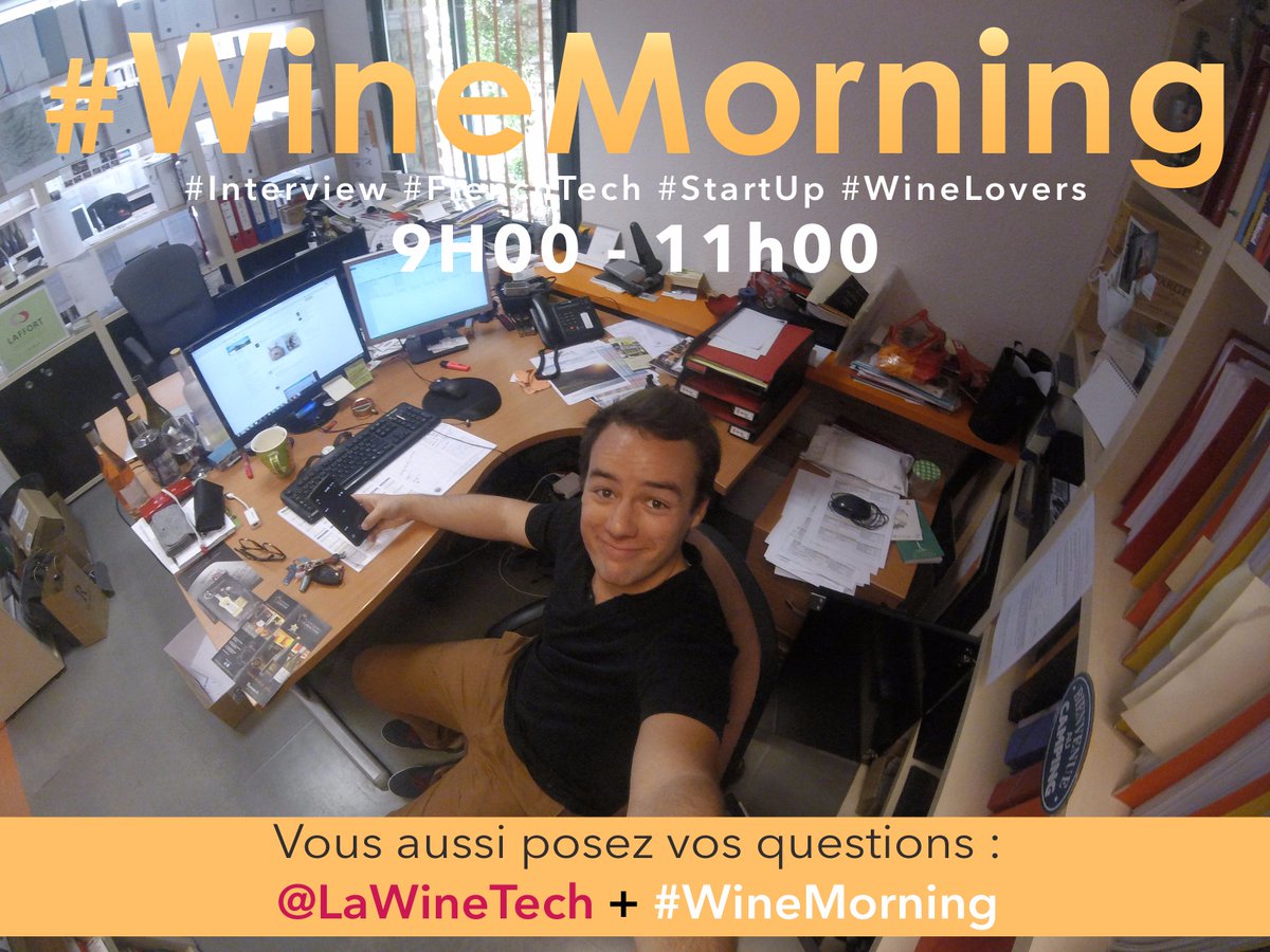 📢 Ce matin, pas de #WineMorning ⚡️🍷 à 8H30... 😱
Par contre, RDV #Interview dès 9h00 avec <a href="/lawinetech/">La WineTech 🍇</a> ! 😍

#Startup