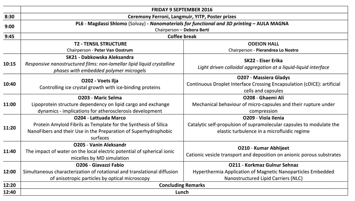 Ecis2016R's tweet photo. Friday 9 September: #ECIS2016Rome timetable. Good last morning! https://t.co/54ZEkhHfiA