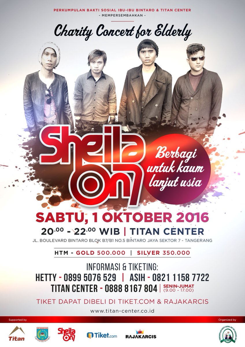 Titan Center mengajak Sheila Genk Berbagi untuk Kaum Lanjut Usia di Titan Center, 1 Okt' 16. Info: 082111587722