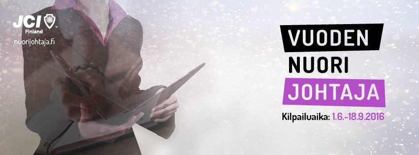 Haku päällä! Etsimme ehdokkaita #vuodennuorijohtaja -kisaan, oletko se sinä? Lisätiedot nuorijohtaja.fi #jcifi
