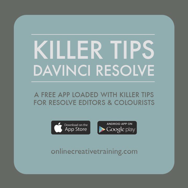 onlinecreative's tweet photo. Our new FREE app launched today! Join our FB group for more free tips #resolve12.5  https://t.co/VNUwru25EY https://t.co/4WCCwovOJ8