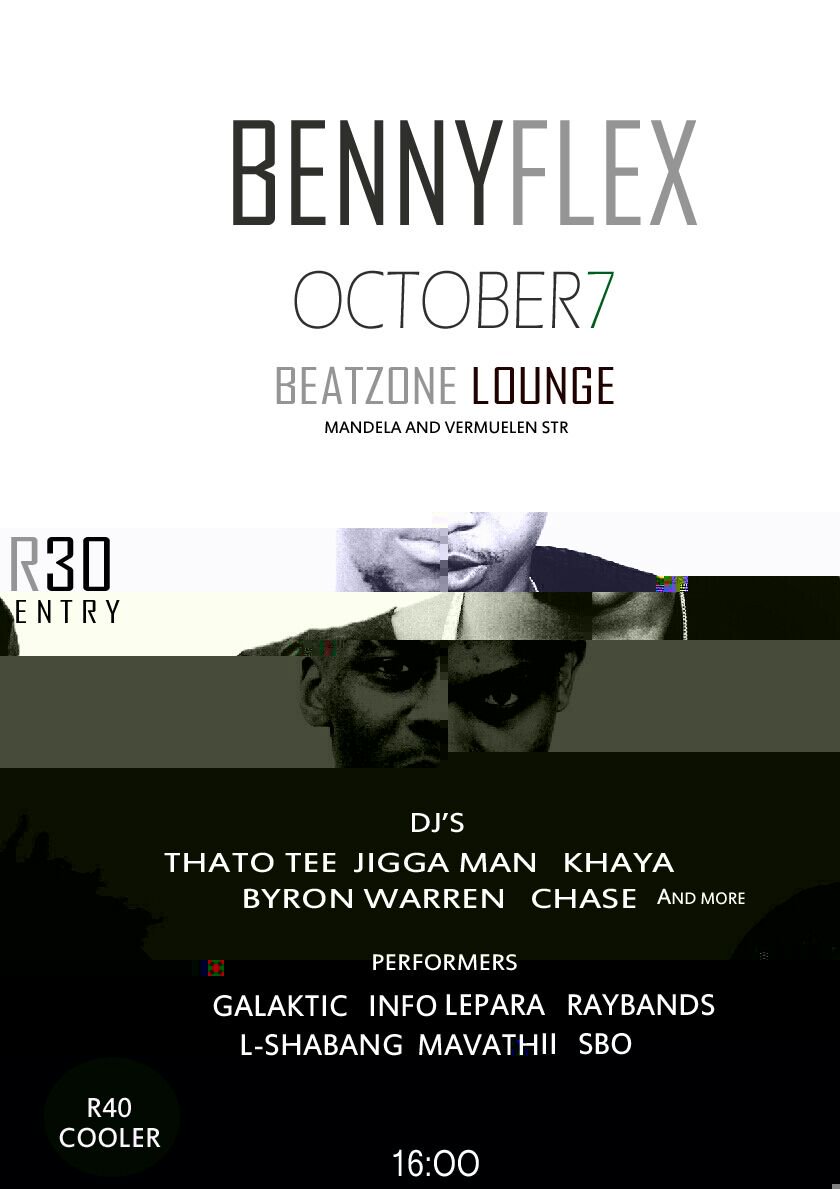 RaybanzSa's tweet photo. Don't you b making plans 7th of Oct 
Beatzone we flex wth BennyFlex
Retweet if you game is-🔥🔥 https://t.co/nehLfZWEOn