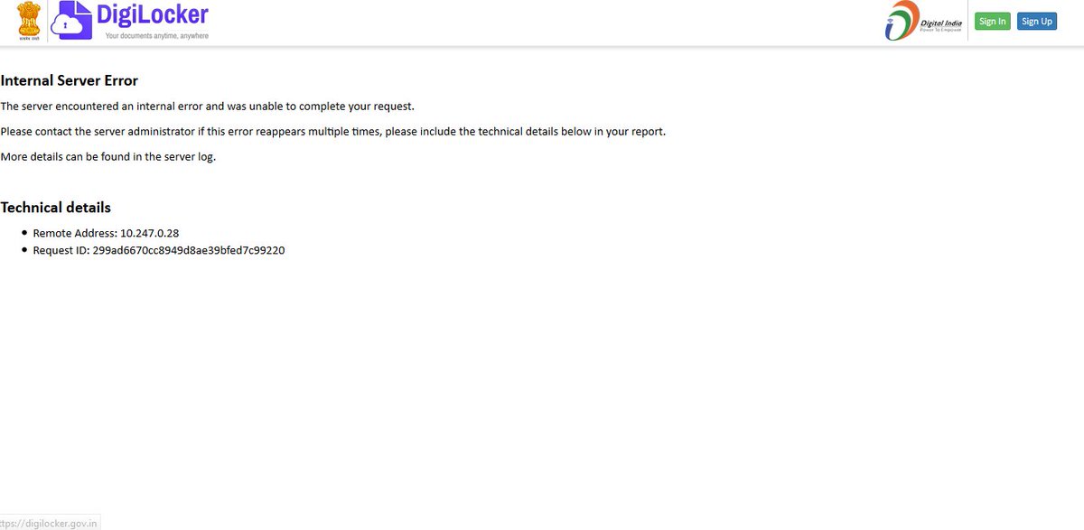 pavnesh_saini's tweet image. @digilocker_ind Ur website stopped working, giving some un-realistic excuses  every time #digilockerDown