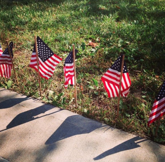 HRepublicans's tweet image. Spent the morning with @HCDems placing flags for our annual 9/11 memorial #NeverForget