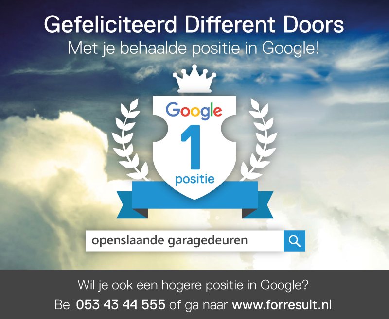 forresult's tweet image. Gefeliciteerd @DifferentDoors met deze mijlpaal: op plek één met "openslaande garagedeuren"! differentdoors.nl