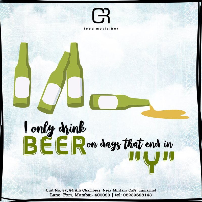 Crossroads92mum's tweet photo. Q. What is the right day to drink "Beer"?
A. EVERYDAY!
#Crossroads92 #Mumbai #Alcohol #Beer https://t.co/eIpXVyybnf