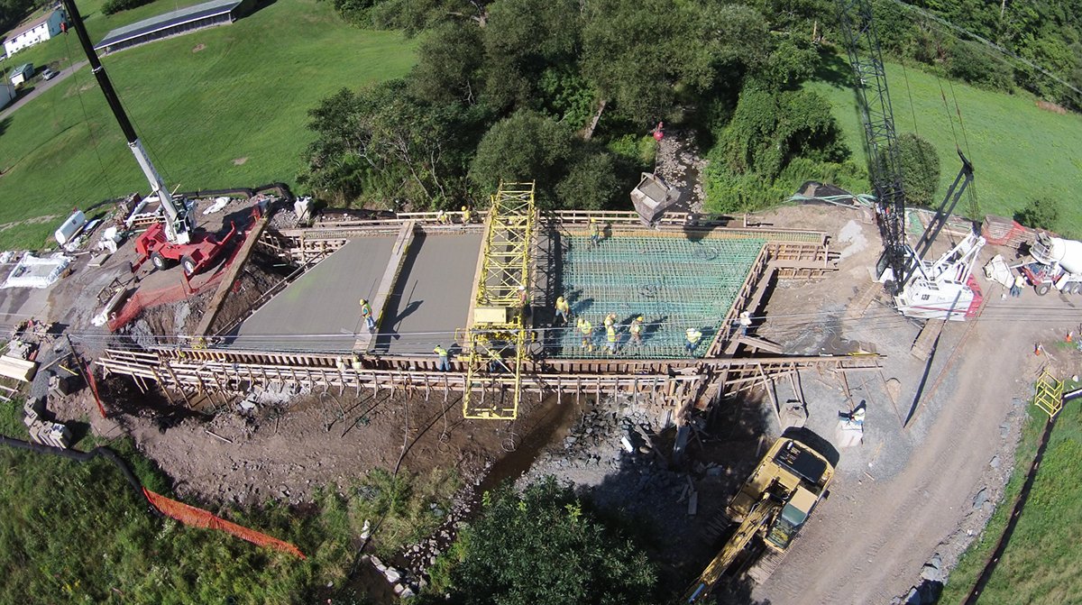 PennDOTNews's tweet photo. Aerial view of Route 4035 bridge in #TiogaCounty. Construction expected to end late Sept. #RapidBridgeReplacement https://t.co/7WDeM4xGy8