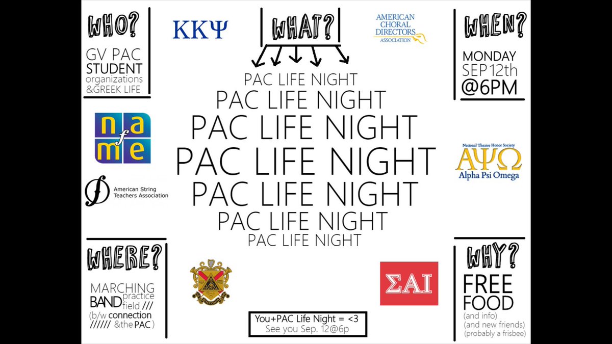 GVSU_ACDA's tweet photo. GV students! Come to the PAC life night next Monday at 6pm to learn more about ACDA and other organizations! 😎 https://t.co/Qw5LN4dZ9G
