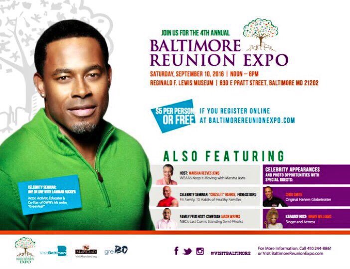 BmoreReunion's tweet photo. TOMORROW IS #BFRE2016. FREE Registration ends today! $5 at door. Sign up: https://t.co/Ftrr4fRjnH | #VisitBaltimore https://t.co/pBGQZiughJ
