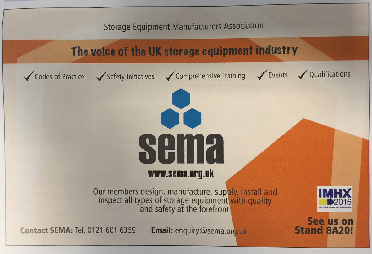 SEMA will be at IMHX - the SEMA stand is 8A20. Look out for members stands as well!