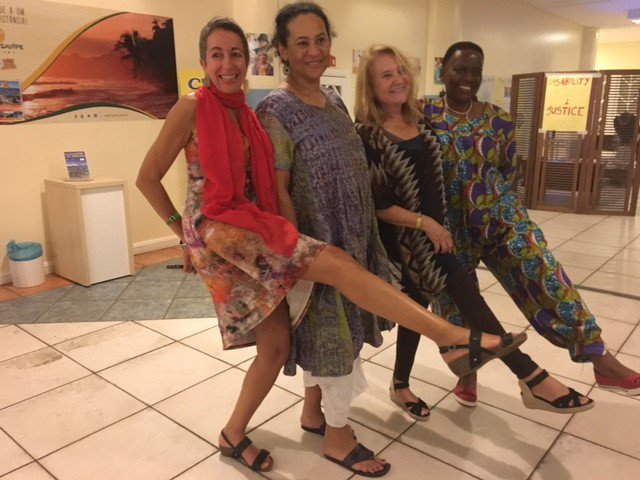 Leila, Amina, Jacqueline & Hope- 4 former Chairs of the Board of @GlobalFundWomen together at #AWIDForum in #Brazil!