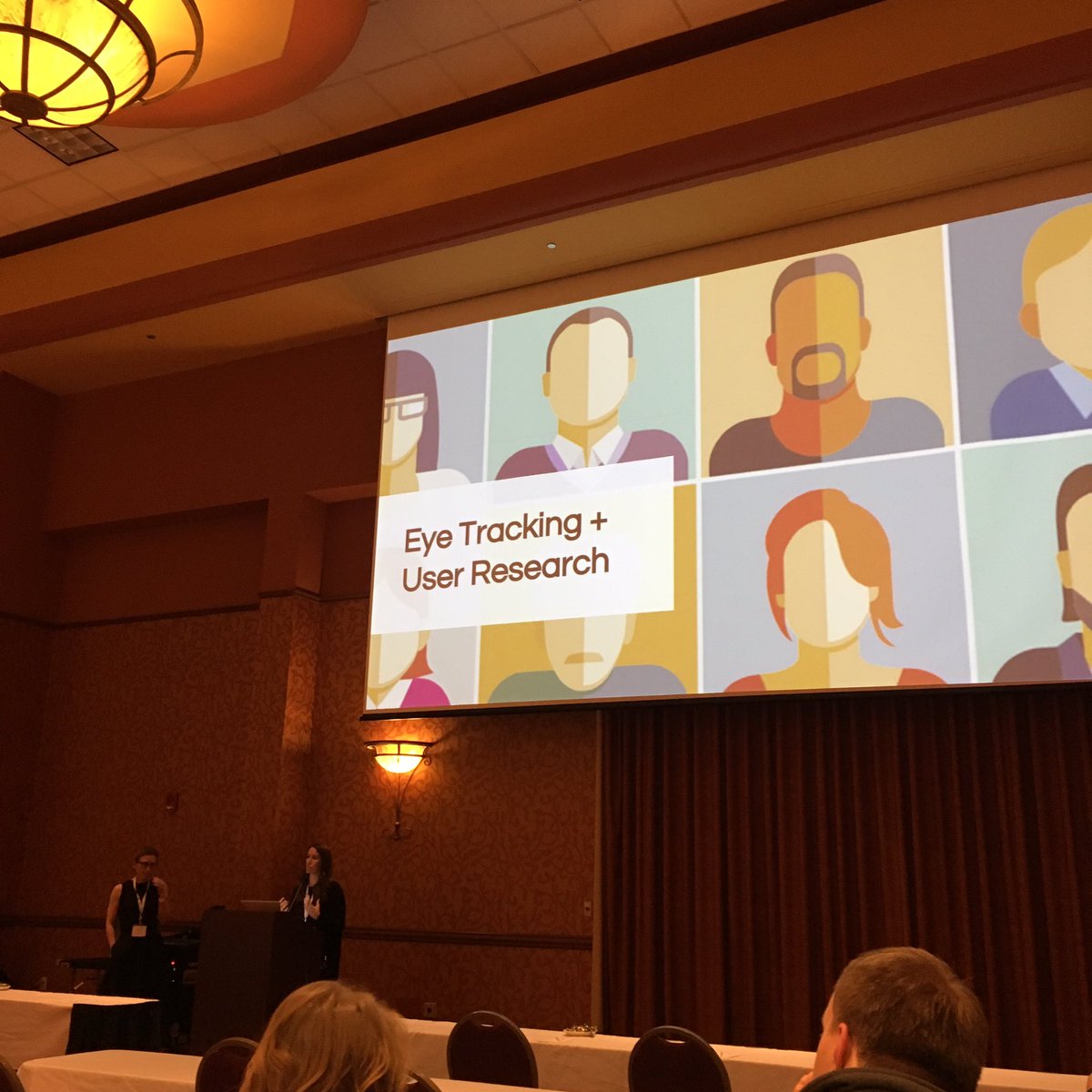 HudlEngineering's tweet photo. Hudl's @hildavis and UP's @JnneP on how UX research w/ eye tracking yields quantitative and qualitative data #hdc16 https://t.co/as4CRQJJ01