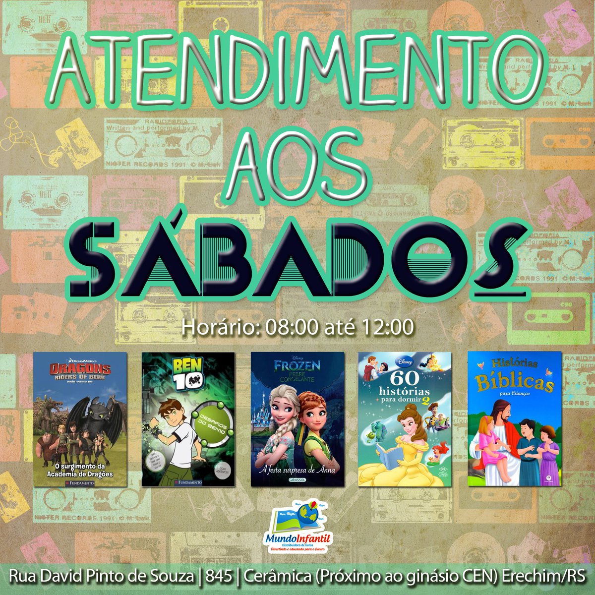 MundoInfantilDL's tweet photo. Novo horário de atendimento! #Erechim #Livros #LivrosErechim https://t.co/kdSZPM676H