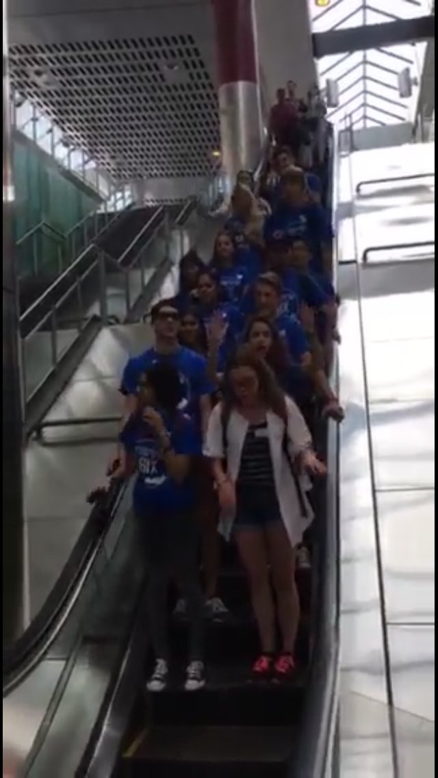 OweekArgos's tweet photo. York challenge #1: Scott was closed so we improvised &amp; used the downsview escalator ;) @SchulichOWEEK #SchuInThe6ix https://t.co/RCsZtzWaiW