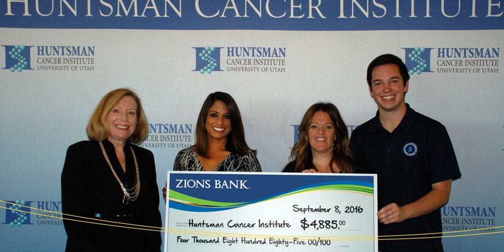 ZionsBank's tweet photo. Thanks for pedaling toward a cure for cancer @TourofUtah. We raised $4,885 for @Huntcancer #TOU16 #ZionsCommunity https://t.co/d7pJQQzXiZ