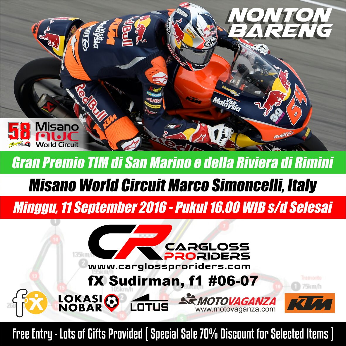 More excited race ahead, come and join us for the live viewing of SanMarinoGP this Sunday evening with MC Sang Idola