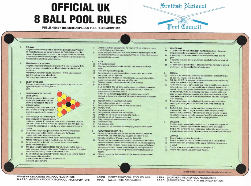 Blackball Rules On Twitter Official 8ball Pool Rules Published By The United Kingdom Pool Federation In 1992 Blog Https T Co Savoieojfy