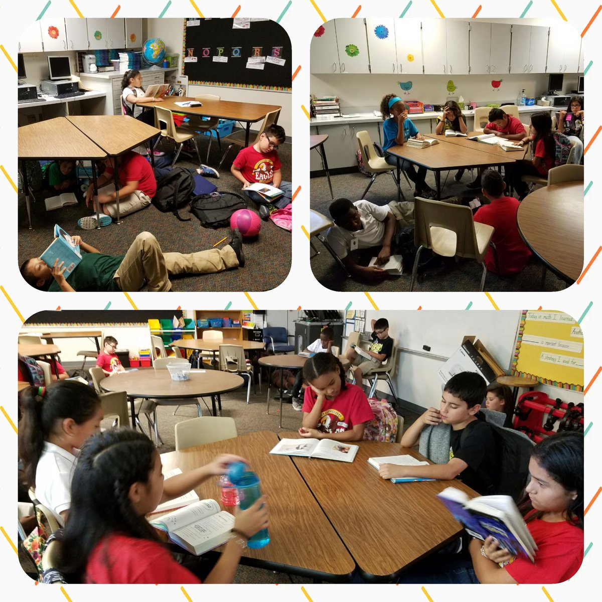 JHughes_Math's tweet photo. Everyday @ 3:00 we read for 10 minutes! #WeAreLively #LivelyReads @Livelyeagles https://t.co/FBPZS5025y