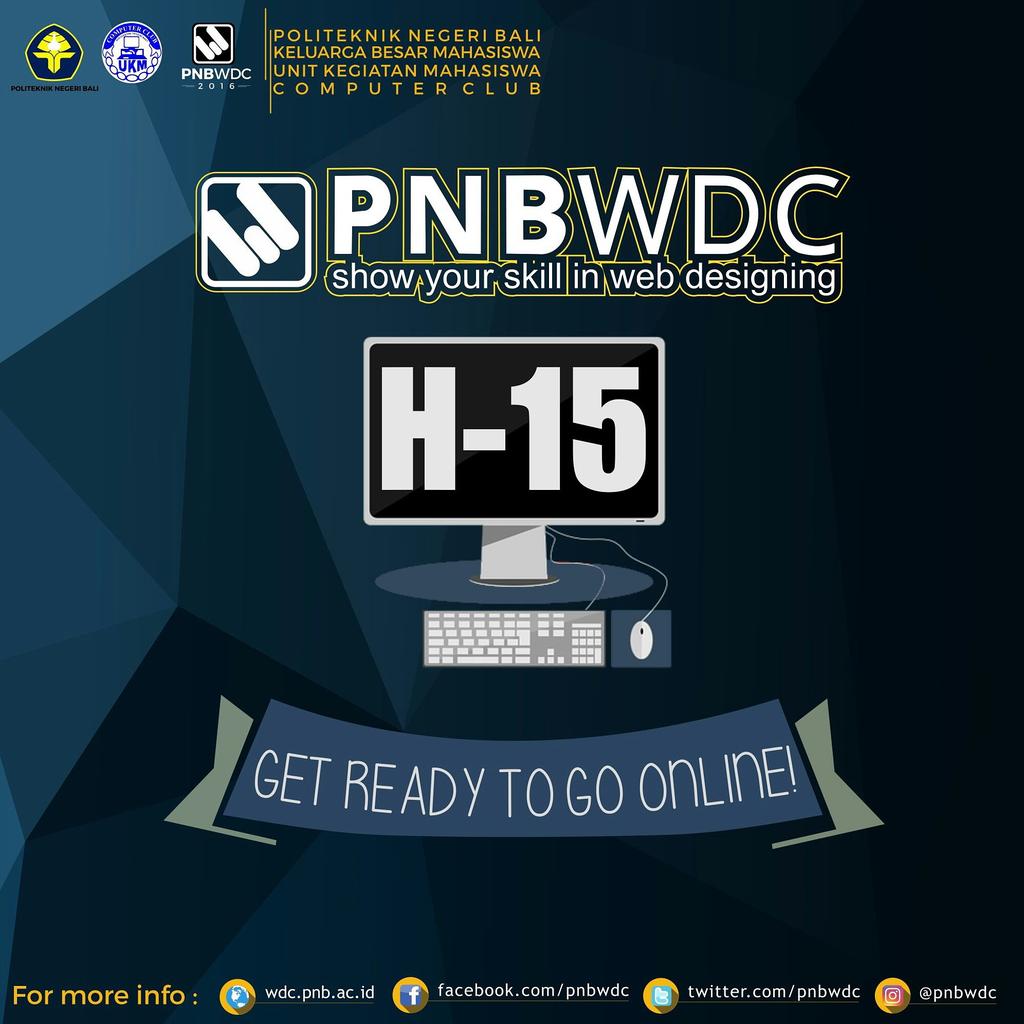 [H-15 PNB Web Design Competition 2016] Pendaftaran terakhir tgl 18 September 2016 saat TM (8 hari lagi).
#PNBWDC2016