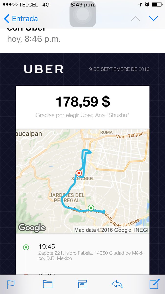 Shushu_palacios's tweet photo. @Uber_MEX #losabia que pasados de mierda!!!! Vean la@ruta y vuelta que me hizo dar este #HDP #corranlo!!! https://t.co/3lM8CxHoGX