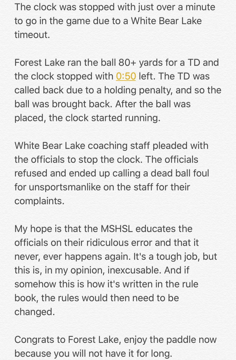 Dear #MSHSL, this happened tonight in Forest Lake. With the best of intentions, I thought you should be aware.