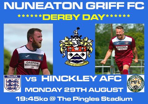 MATCH DAY !!!! As we entertain our local Rivals  Hinckley Afc tonight at the Pingles Stadium 7.45pm ko UTG💙 !!