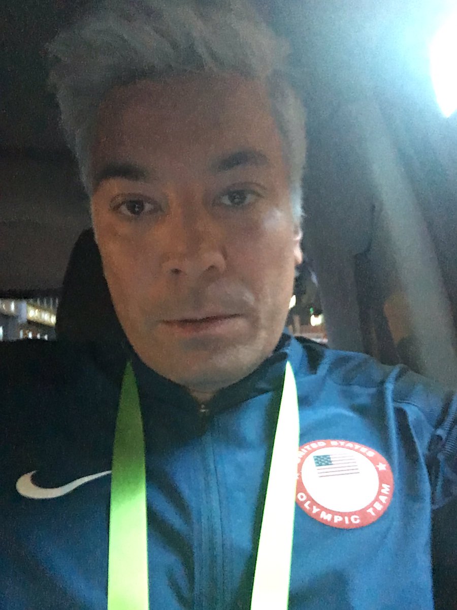 jimmyfallon's tweet photo. Thank you #VMAs and #MTV for having me. Dying my hair back for tomorrow's show. #FallonTonight https://t.co/O6ZJpXo7hb