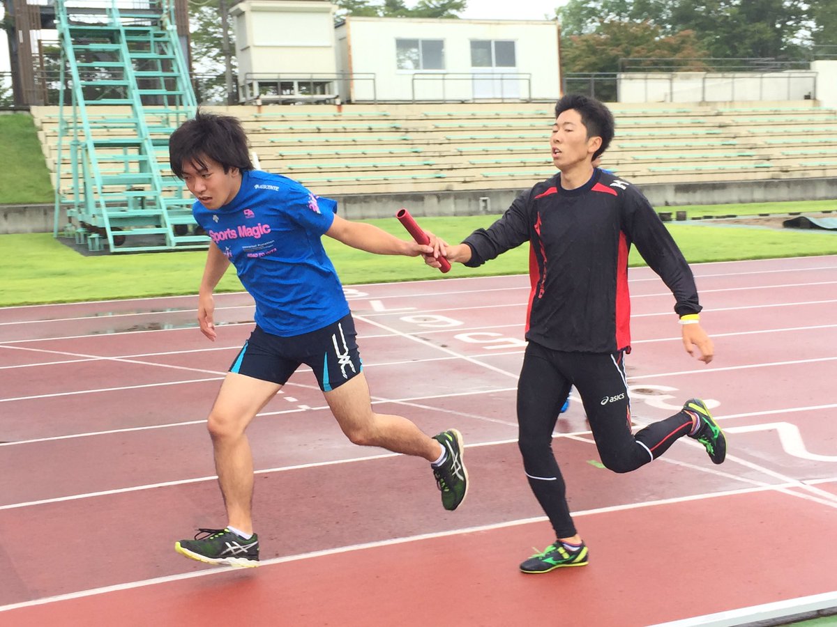 合宿最終日は雨の中での練習になりましたが、短距離はエンドレスリレー