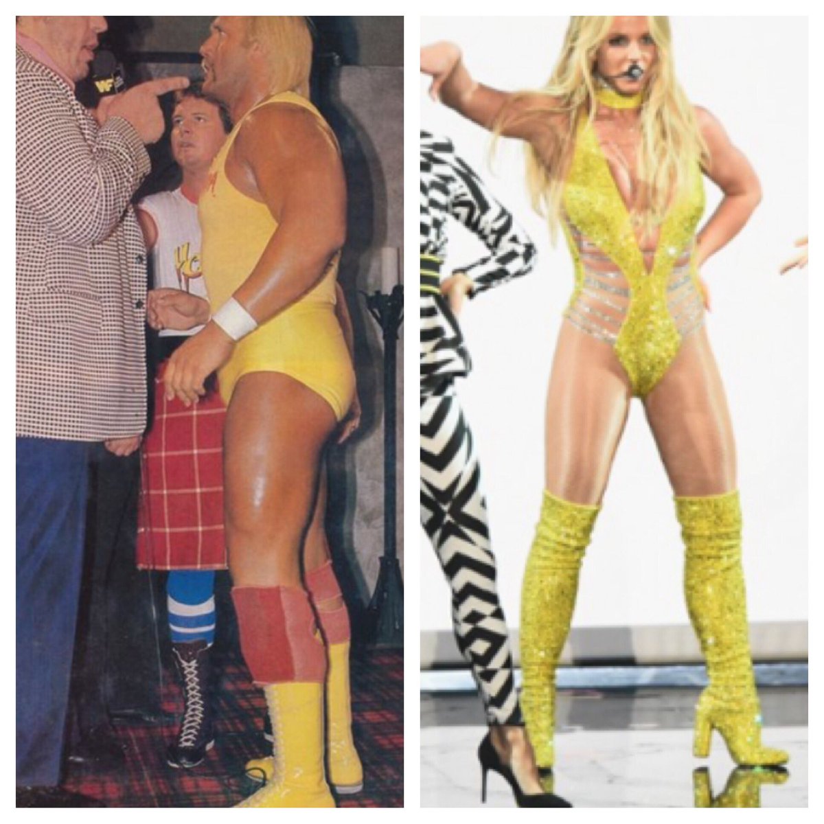 hottakesbysarah's tweet photo. @AwardShowNews Britney Spears is now taking fashion advice from Hulk Hogan #VMAs #itsbritneybitch #hulkamania https://t.co/7hAwVHbwVc