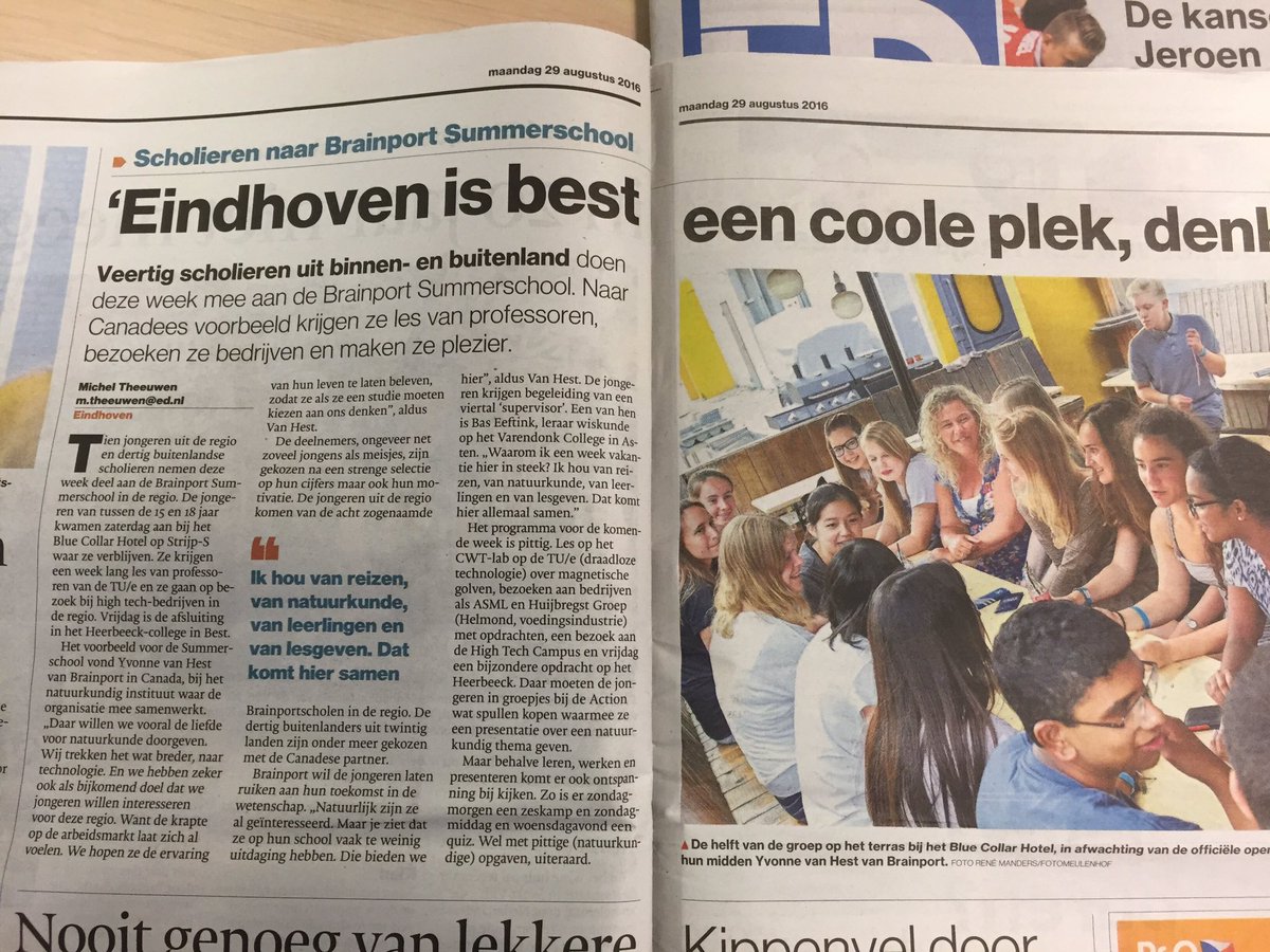 <a href="/ED_Eindhoven/">Eindhovens Dagblad</a> vandaag over de start van de #Brainport Summerschool: mooi internationaal gezelschap <a href="/yvonnevanhest/">Yvonne van Hest</a> !
