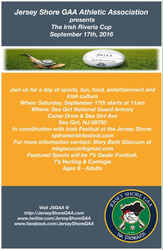 Join us for #GAA 7-A-Side Tournament at <a href="/ShoreIrishFest/">NJ Shore Irish Fest</a>, #Irish sport by the Ocean!☘ <a href="/njaoh/">NJ AOH State Board</a> <a href="/943thePoint/">94.3 The Point</a> @NewYorkGAA