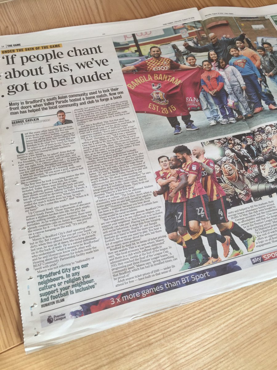 Unbelievable to see the <a href="/BanglaBantams/">BanglaBantams</a> in today's Times, the work they are doing is magical <a href="/kickitout/">Kick It Out</a> @The_FSF