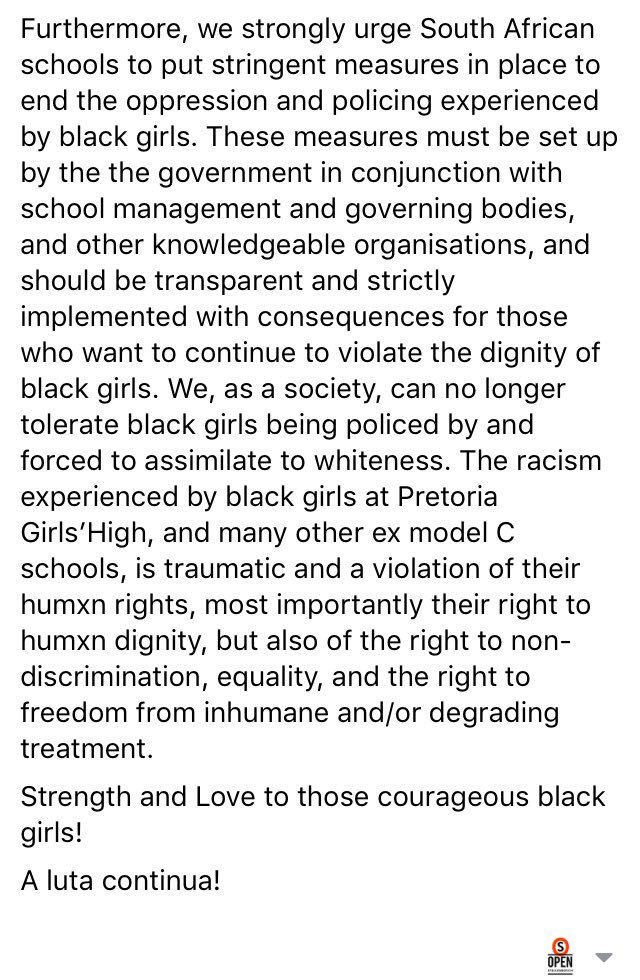 Statement of solidarity for comrades and <a href="/StopRacismPHSG/">StopRacismGirlsHigh</a> ✊🏾