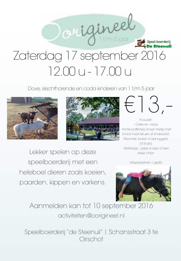 Op 17 september organiseren wij weer een leuke activiteit voor dove/sh kinderen en kinderen van dove ouders (coda)