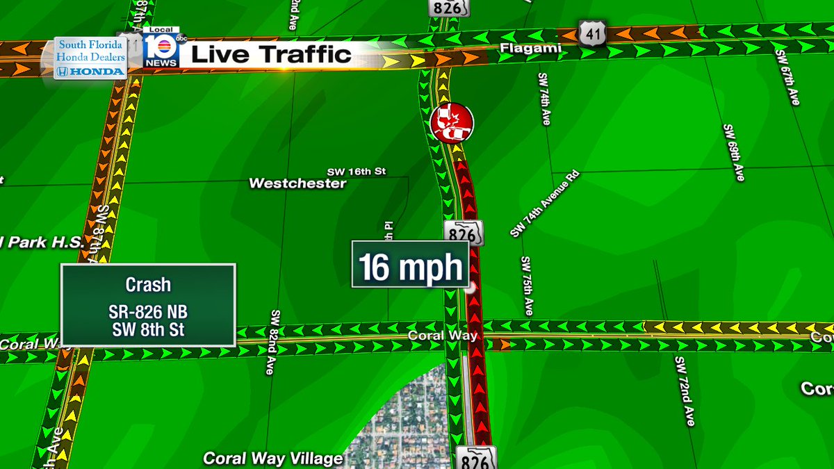 Crash on SR-826 NB just before SW 8th St #traffic #miami https://t.co/BOHBugJXRy