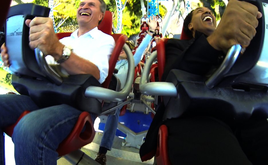 Riding with a #Commissioner! on a #rollercoaster with #EUComissioner @GOettingerEU. This week on @ZDF-TV