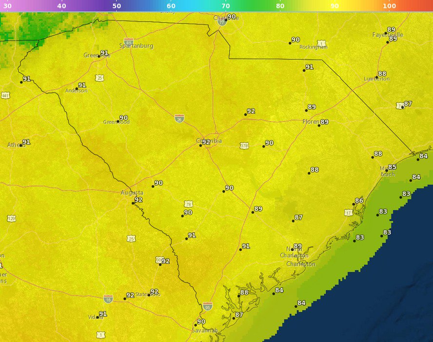 SC Public Radio on Twitter "Forecast Highs for Monday August 29th