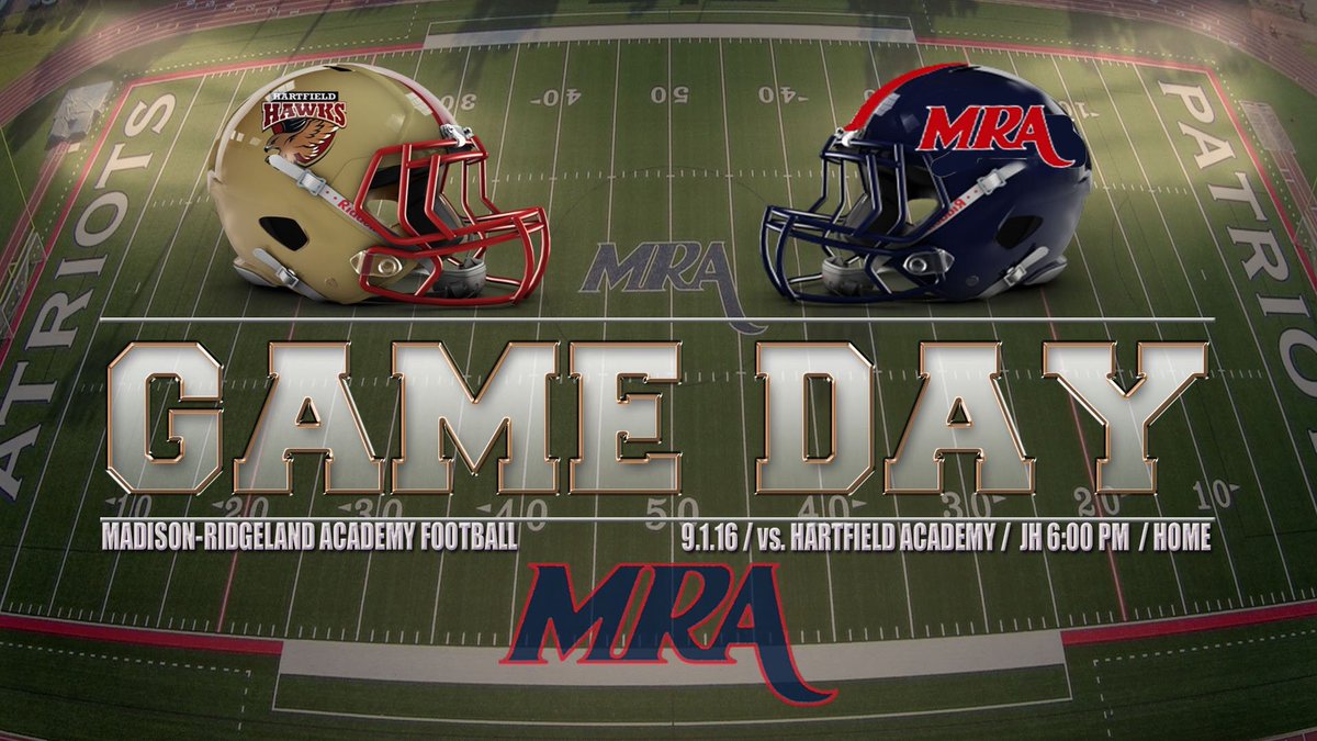 🖥 Watch MRA JH Football this Thursday on Live Stream 📽 👉🏼 mrapats.org/athletics/radi… 👈🏼 vs Hartfield Academy #ALLIN🏈
