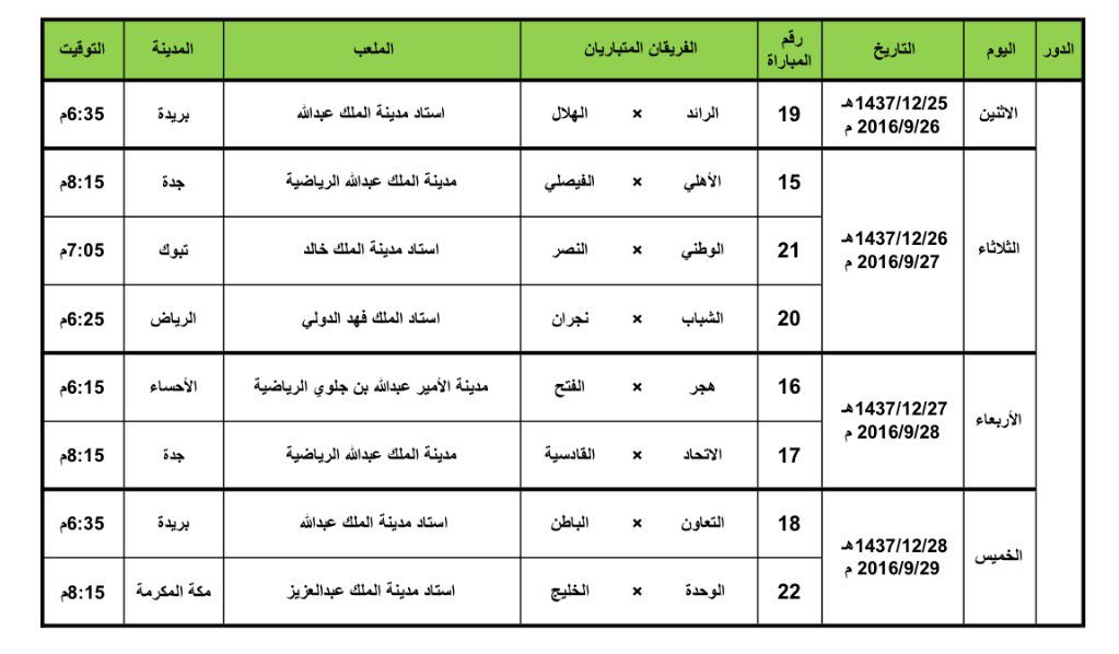 نتيجة قرعة كأس ولي العهد 2015 2016 جدول مباريات بوابة الإتجاه الشاملة