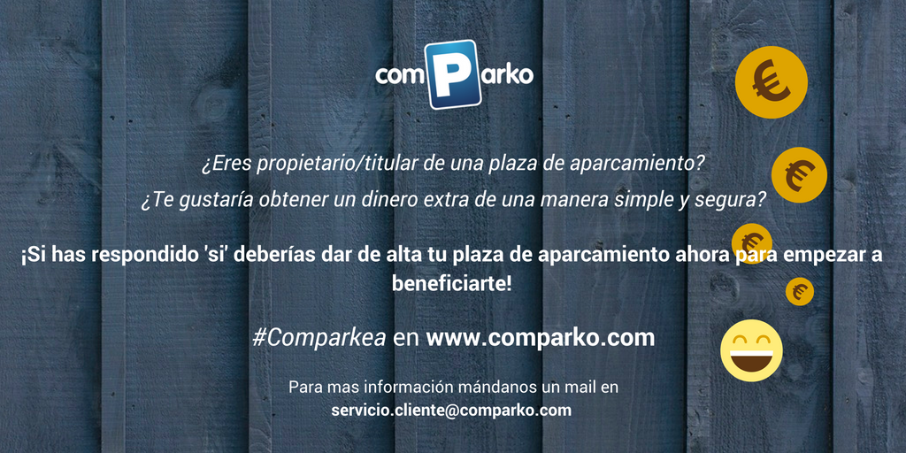 Comparko's tweet photo. Si eres #propietario de una #plaza de #garaje no pierdas esta oportunidad. #Comparkea en https://t.co/fvE5JJvkct https://t.co/rHKNTvVPCc