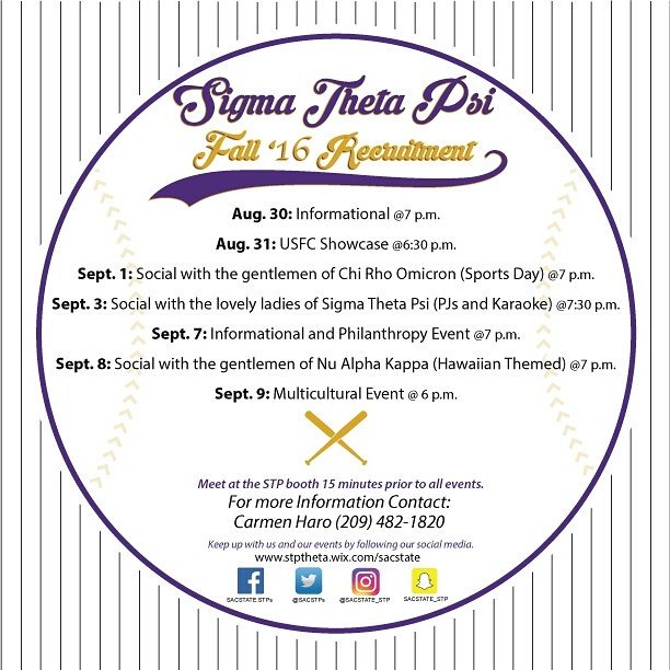 SacSTPs's tweet photo. Make sure to stop by our booth today. Have a great 1st day of school hornets! 💜💛 #RushSTP https://t.co/GPGHxFqtGt